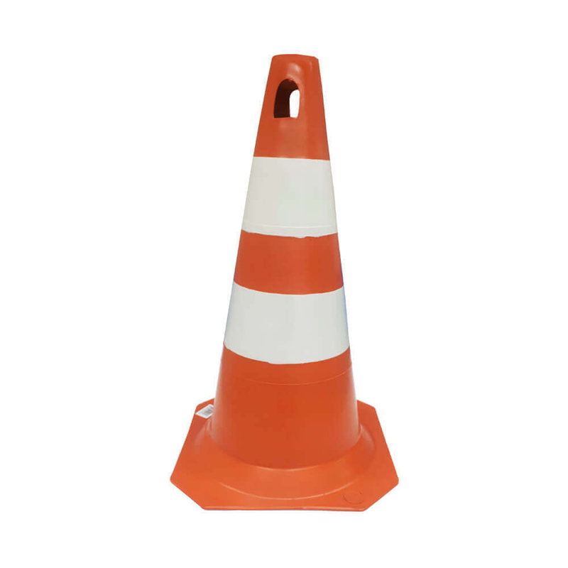 Cone para sinalização branco e laranja 50cm Plastcor